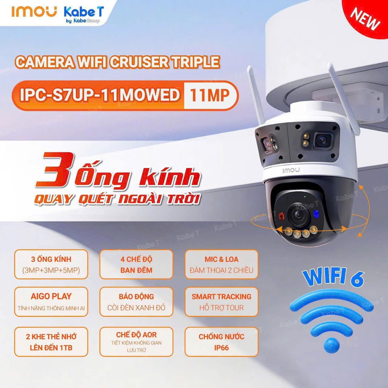 Siêu Phẩm Camera wifi IMOU 3 mắt IPC-S7UP-11MOWED